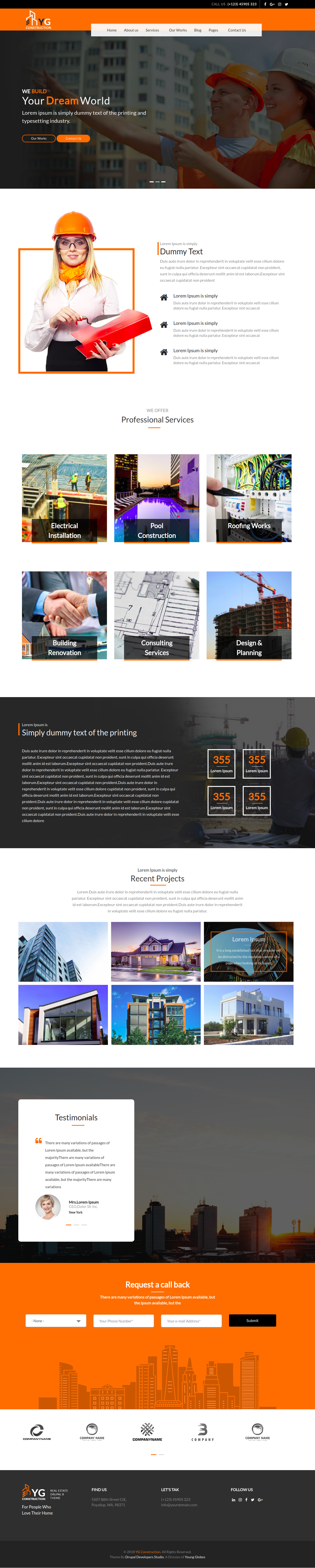 YG Construction | Bootstrap based Drupal 9 theme for Constructions