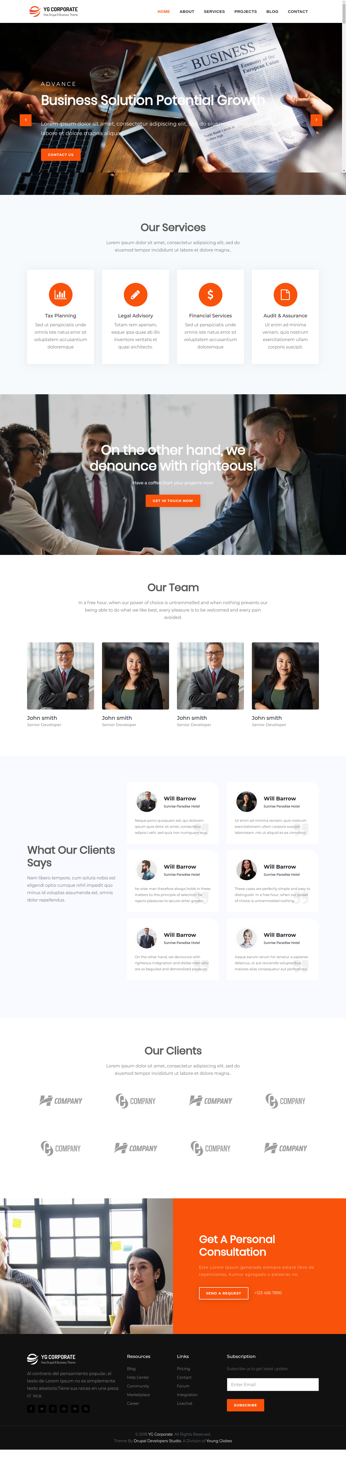 YG Corporate | Bootstrap based Drupal 9 theme for Corporates